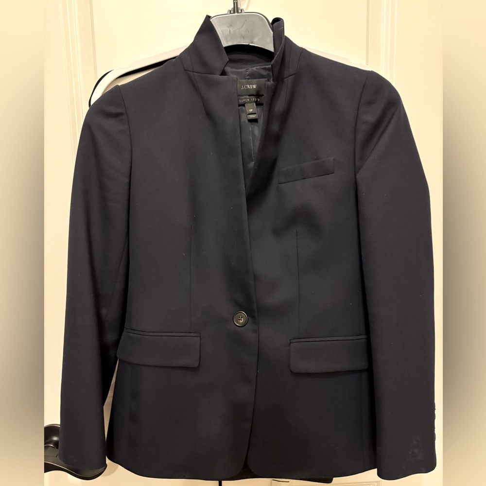 J Crew Navy Wool Suit Blazer 0p